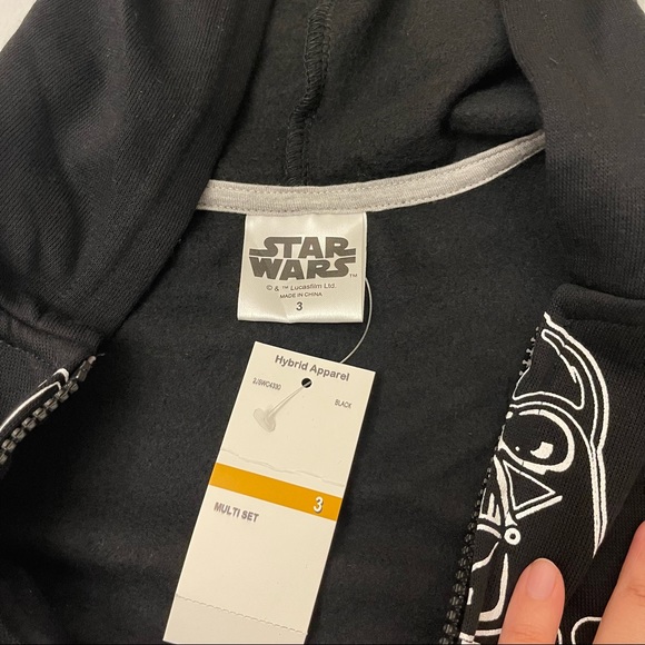Star Wars Darth Vader Boy 3-pcs Hoodie, T-Shirt & Joggers Set Size 3 NWT - Picture 12 of 13